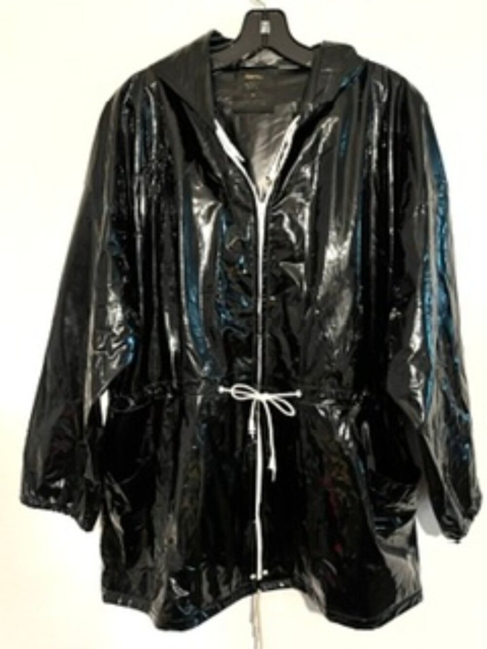 Vintage Betmar Black Vinyl Hooded Rain Jacket,  Size M